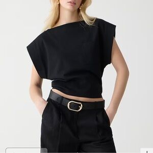 J. Crew Top Rated Boatneck muscle T-shirt mariner cotton Black Size Small BY403